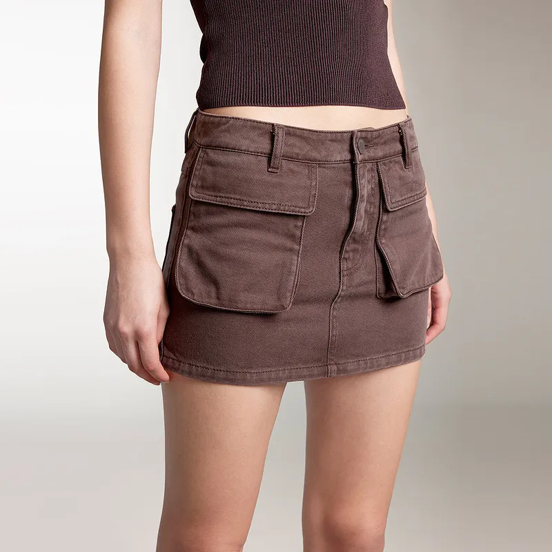 Miss Sixty Denim Short Skirts Women's Coffee Brown-3