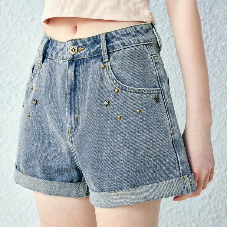 LEDIN Denim Shorts Women's Denim Blue-3