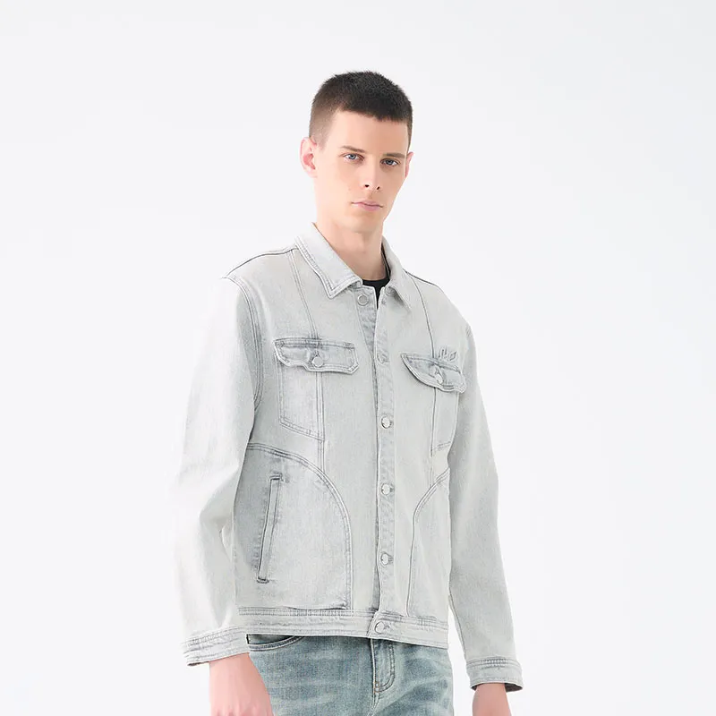 DAVID NAMAN Jackets Men Light Gray-7