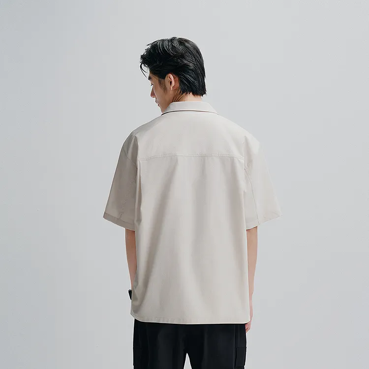 PEACEBIRD MEN Shirts Unisex Apricot Batch 1 Loose Fit-3