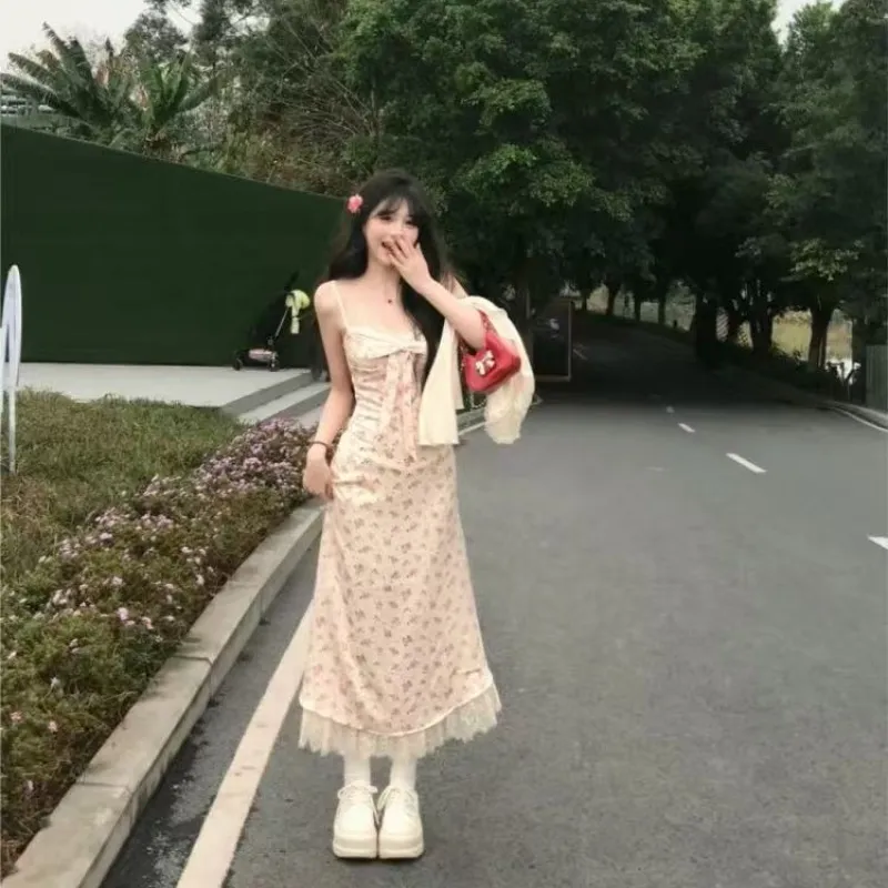 Flowers In Water Summer Slip Dress Women's Clothing Sets-4