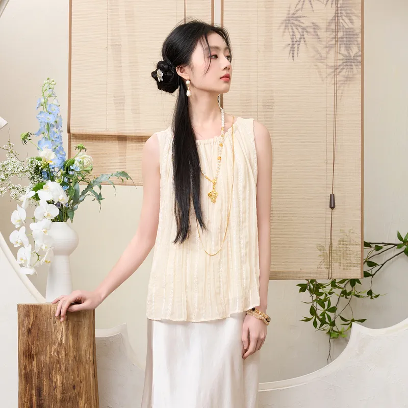 3COLOUR Chiffon Shirts Women's Ecru-4