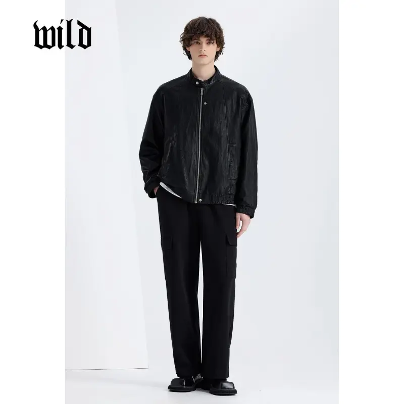 WILD LEADER Casual Pants Men Black[XXKW5138V66]-3