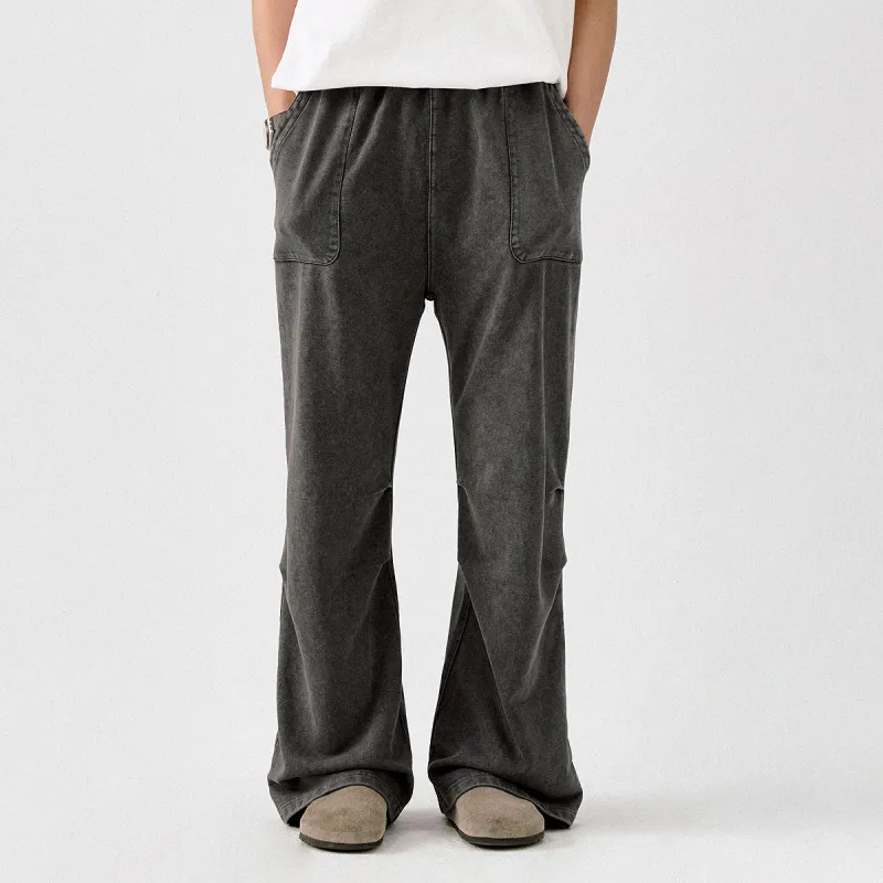 714STREET Knitted Sweatpants Unisex Black Gray-2