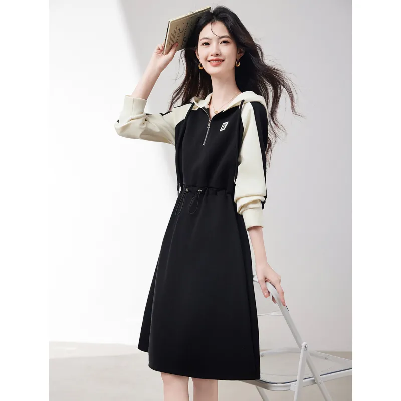 XINFEIYU Long Sleeved Dresses Women's Black-2