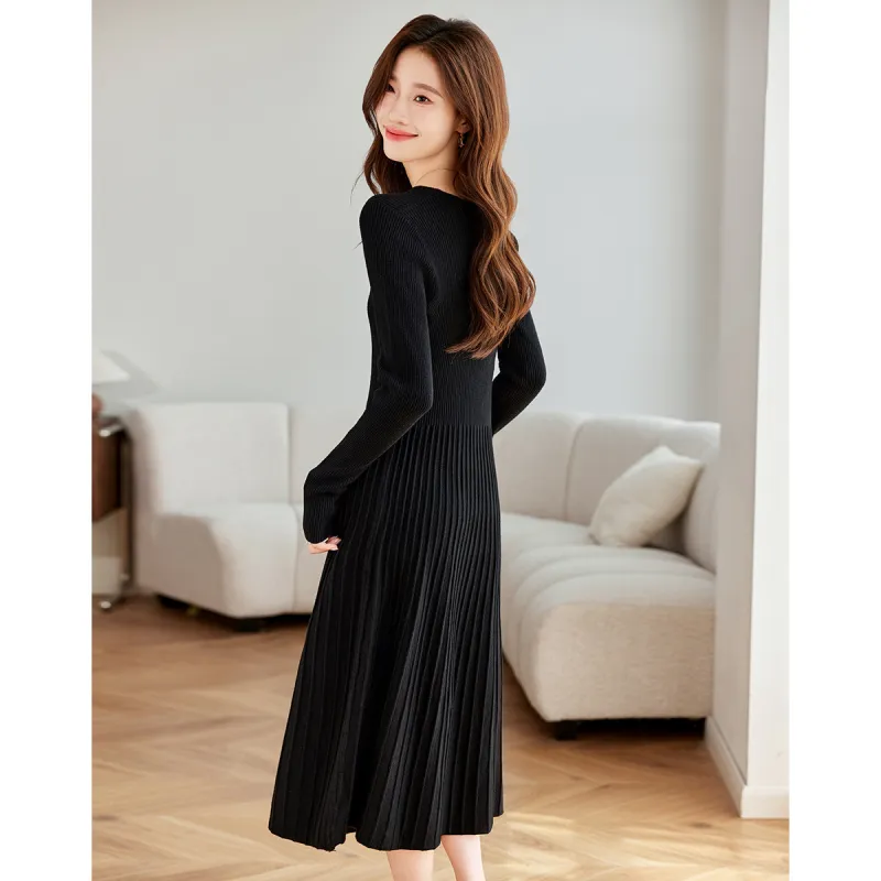 Love Elaine Spring Fall Long Sleeved Dress Women's Black-1