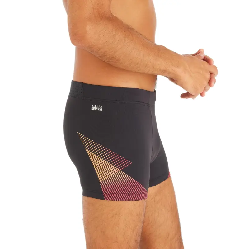 DECATHLON 500 Series Swimming Shorts Men's Black Orange-2