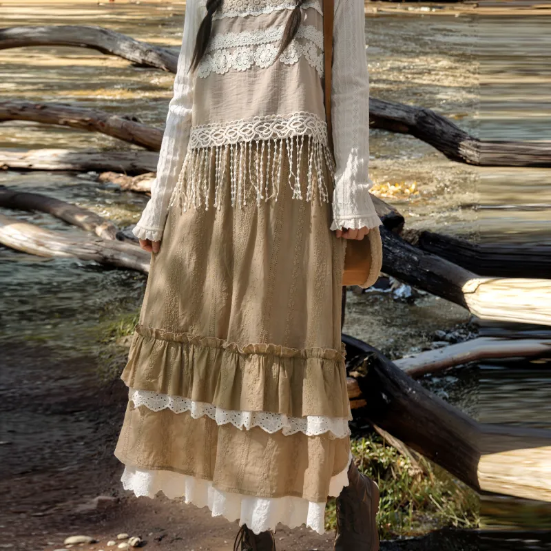 Snbl Casual Long Skirts Women's Brown-2