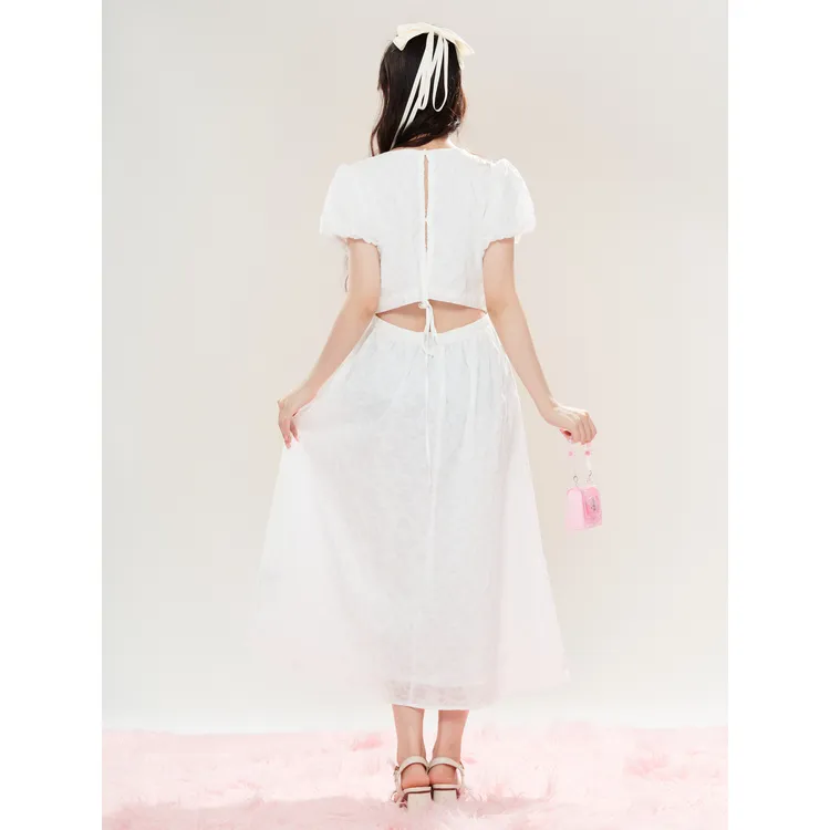 SETIROM Short Sleeved Dress Women's White-2