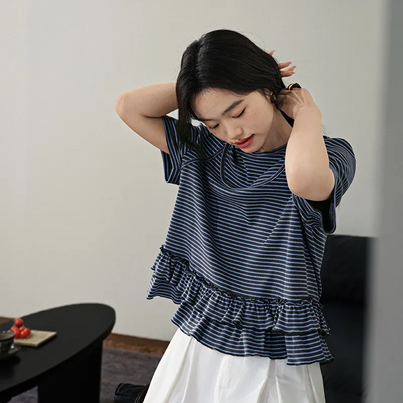KUOSE T Shirts Women's Stripes-5