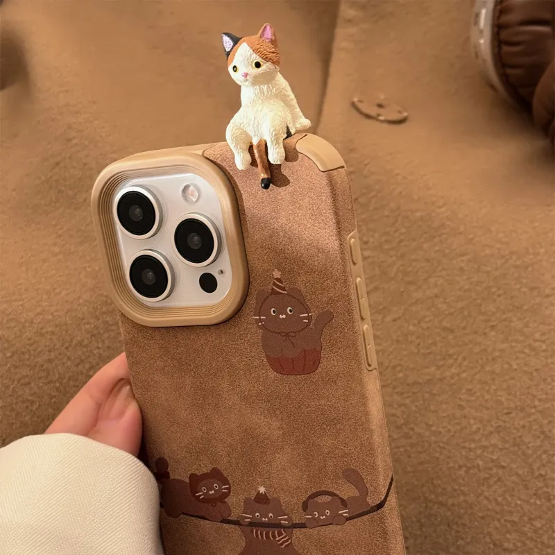Cuttlefish Grid TPU Material Ins 3D Effect Kitten Niche Phone Case Compatible With Apple 16/15/14/13/12/11-4