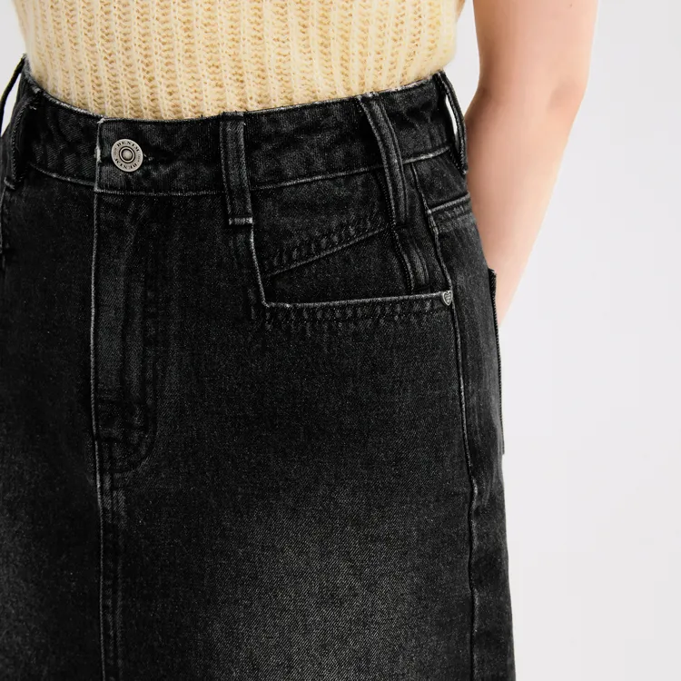 LEDIN Denim Short Skirts Women's Dark Gray-3