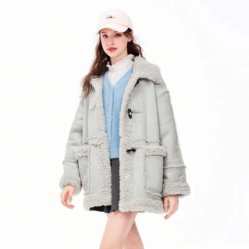 LEDIN x LOTSYOU Velvet feel Coat Women's Glacier Gray-4