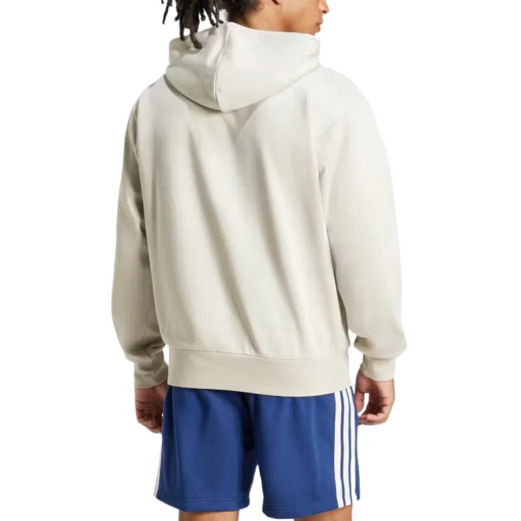 Adidas Essentials Big Logo Fleece Hoodie Sweatshirt Men's Beige-2