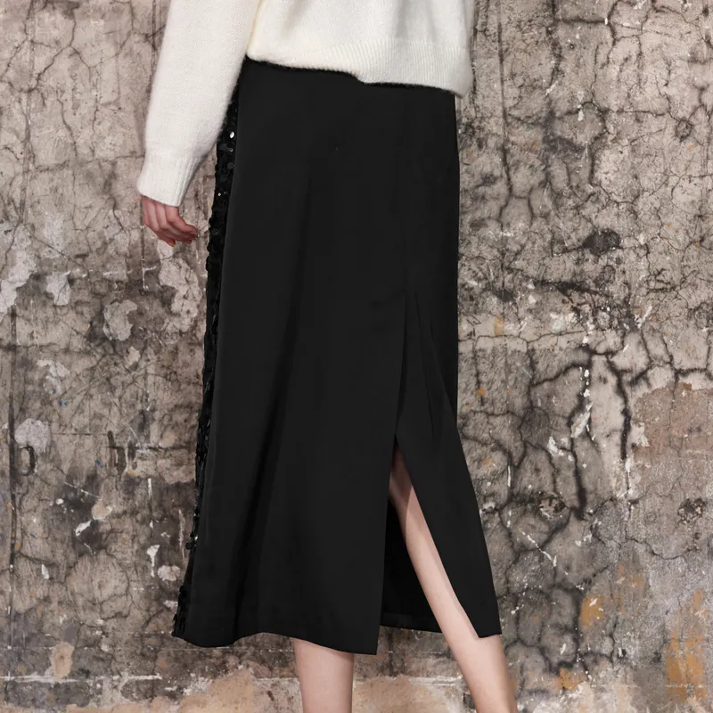 3COLOUR Casual Long Skirt Women's Classic Black-3