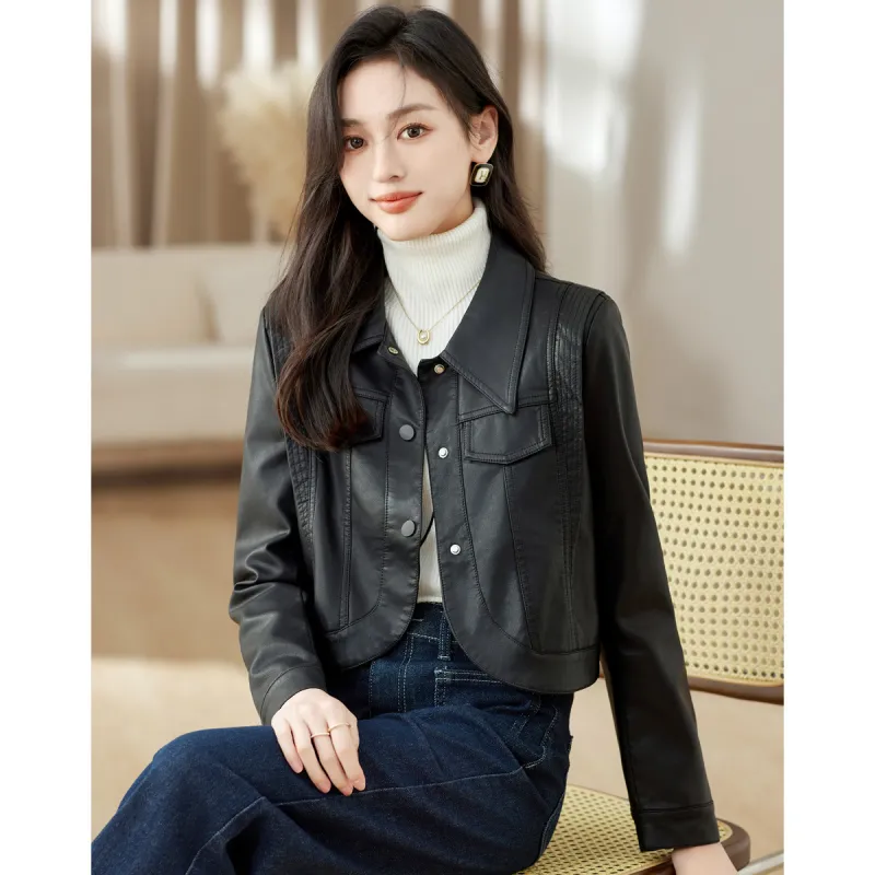 Like The Age Of Water Spring, Fall Velvet feel Coat Slim Fit Women's Black-2