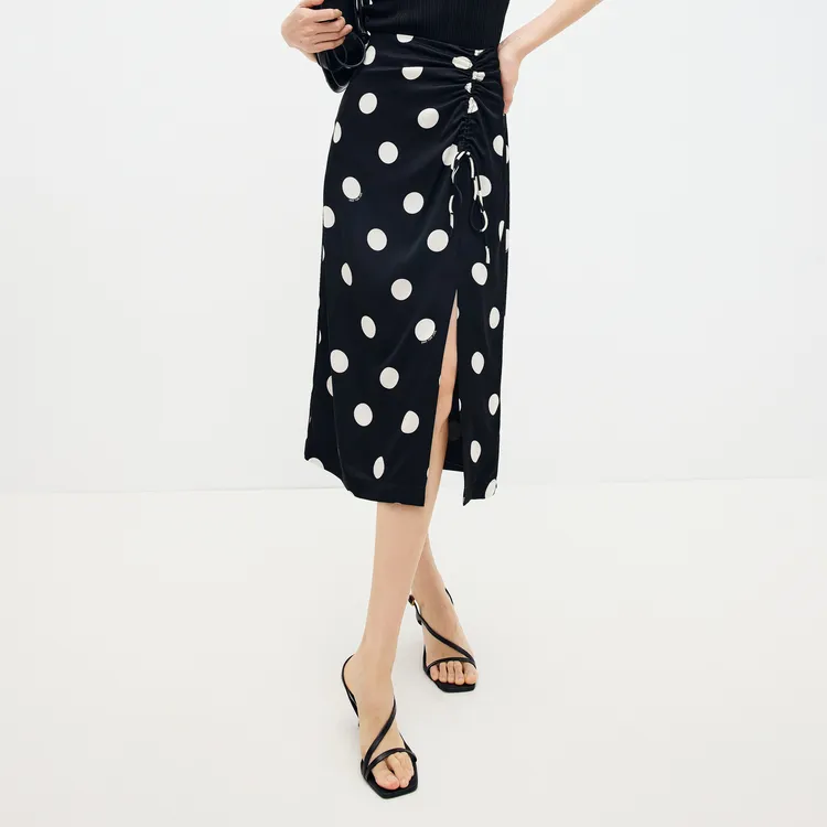 SHUIYUNJIAN Casual Short Skirts Women's Raw White Dot-2