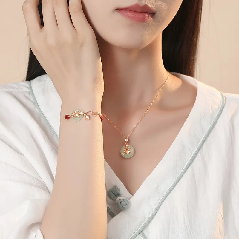 Royal Heaven's Choice Hetian Jade Pale Greenish White Jade Unisex-2