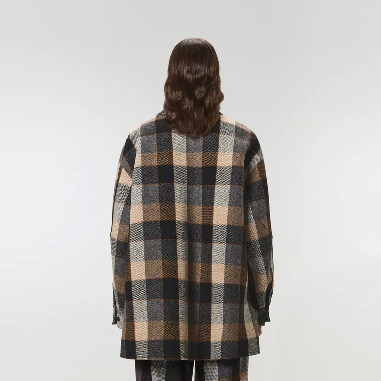 CROQUIS Coats Unisex 965 Black White Stripes/Plaid-2