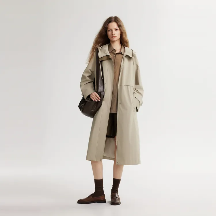 ELLE Trench Coat Women's Khaki Green-4