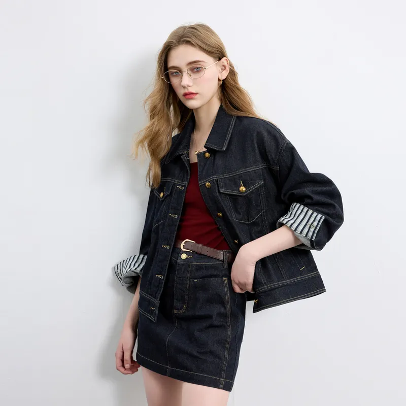 3COLOUR Denim Jacket Women's Deep Sea Blue-1