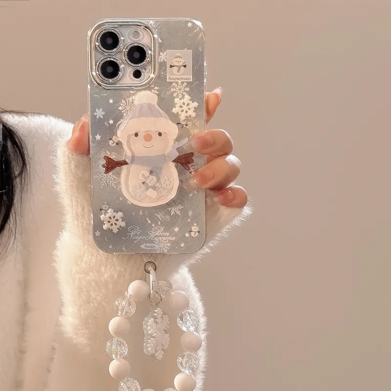QIZHENG ABS+PC Material Snowflake One Piece Phone Case Compatible With Apple 16 Pro Max/15/14/13/12/11-2