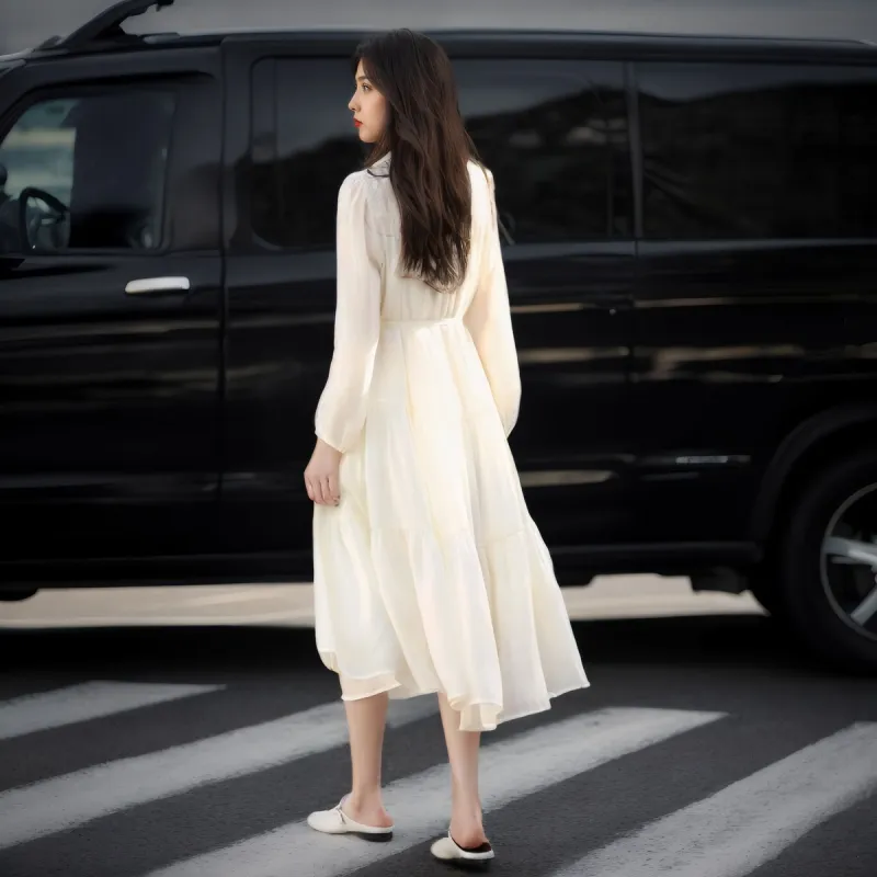 XIANSINIAO Long Sleeved Dress Women's-3