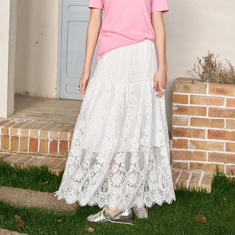 ELF SACK Casual Long Skirt Women's Fantasy White-2