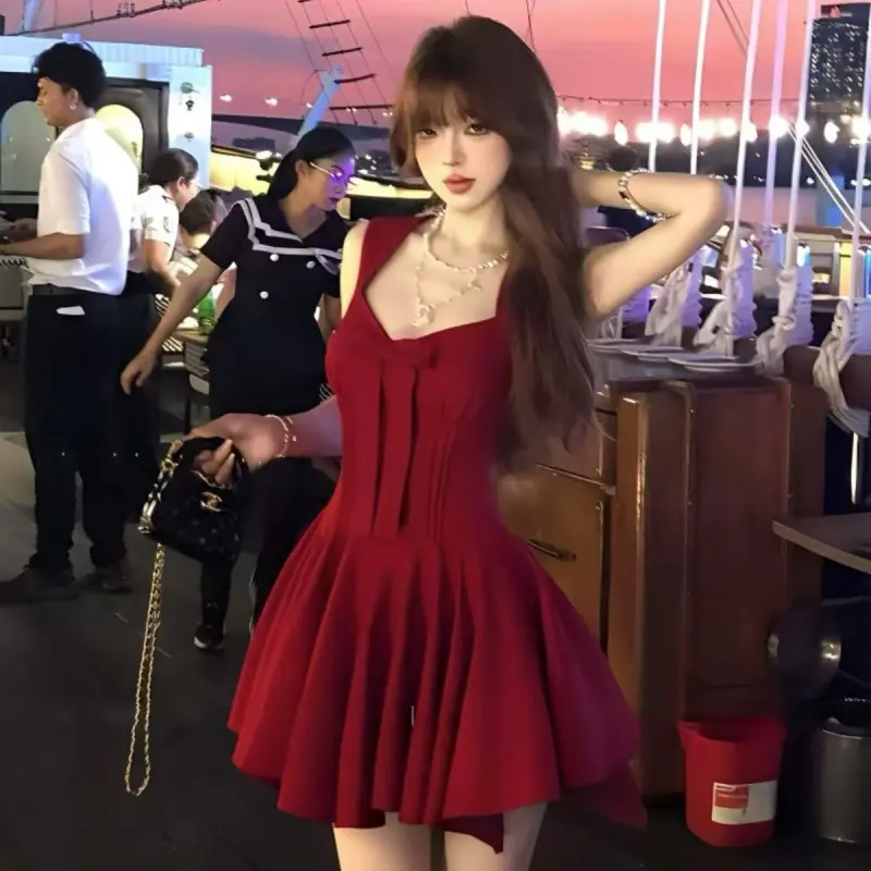 MTHE Slip Dresses Women's Red-2