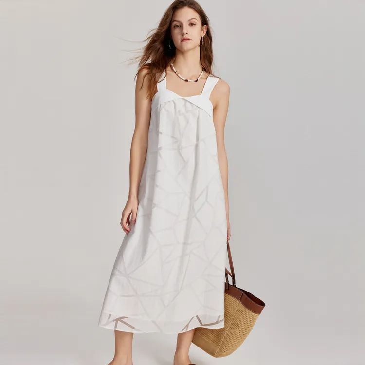 ELLE Slip Dresses Women's White-1