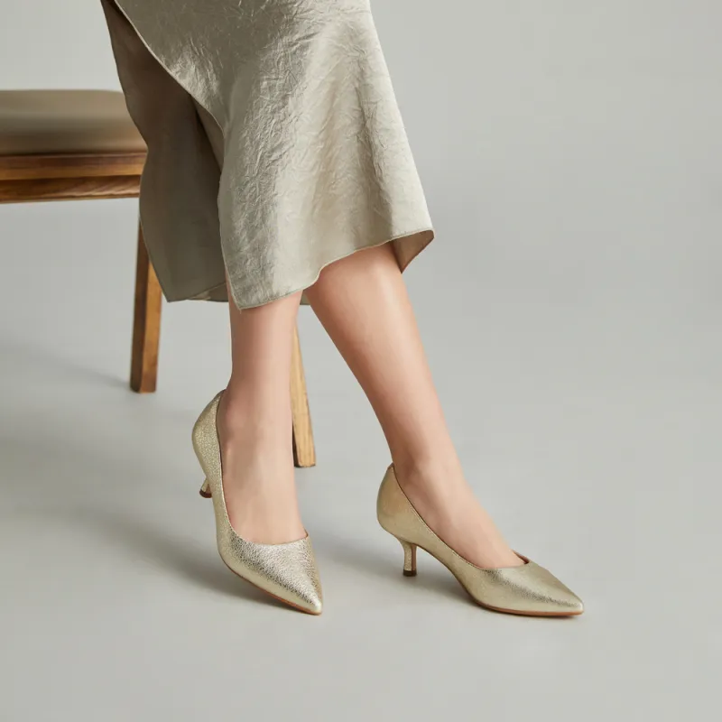 Clarks Chunky Heel High Heels 5.5cm Women's Gold-5