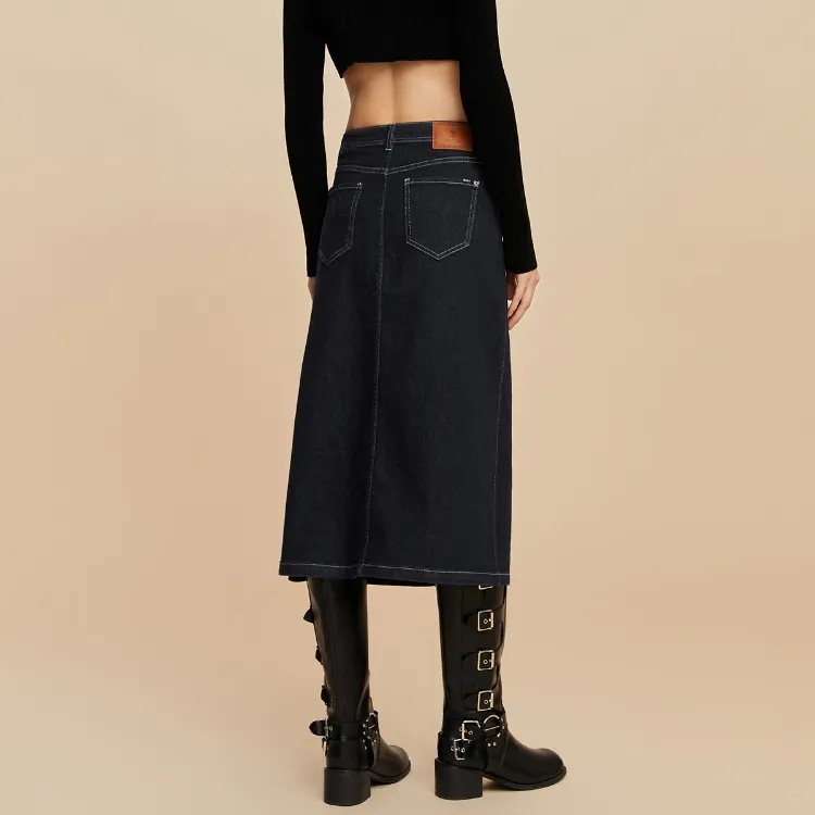 ONLY Denim Long Skirts Women's J37 1000 Washed Blue Denim 1000JEANS BLUE-2