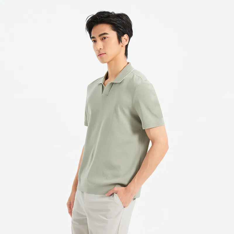LESS IS MORE Polo Shirt Men's Gray Green-4