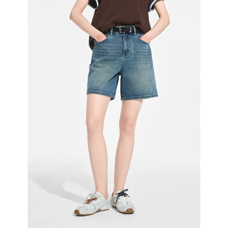 Bethine Denim Shorts Women's Dark Denim Blue-4
