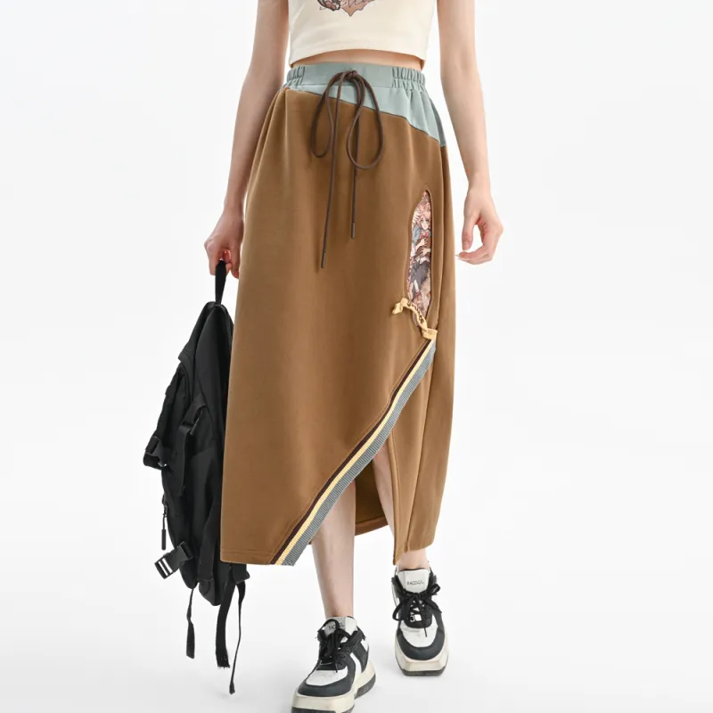 Snbl Casual Long Skirts Women's Brown-2