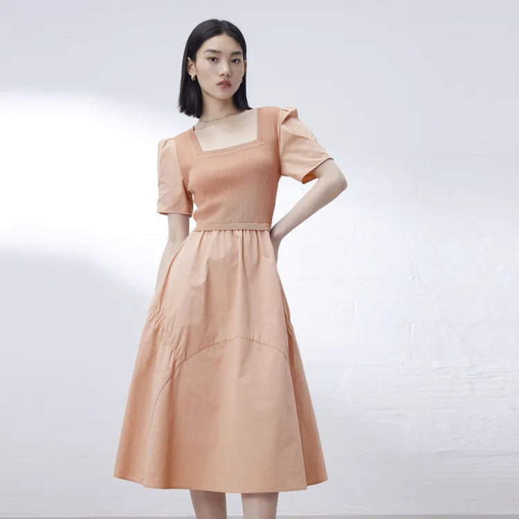 SHUIYUNJIAN Short Sleeved Dress Women's Dusty Pink-2