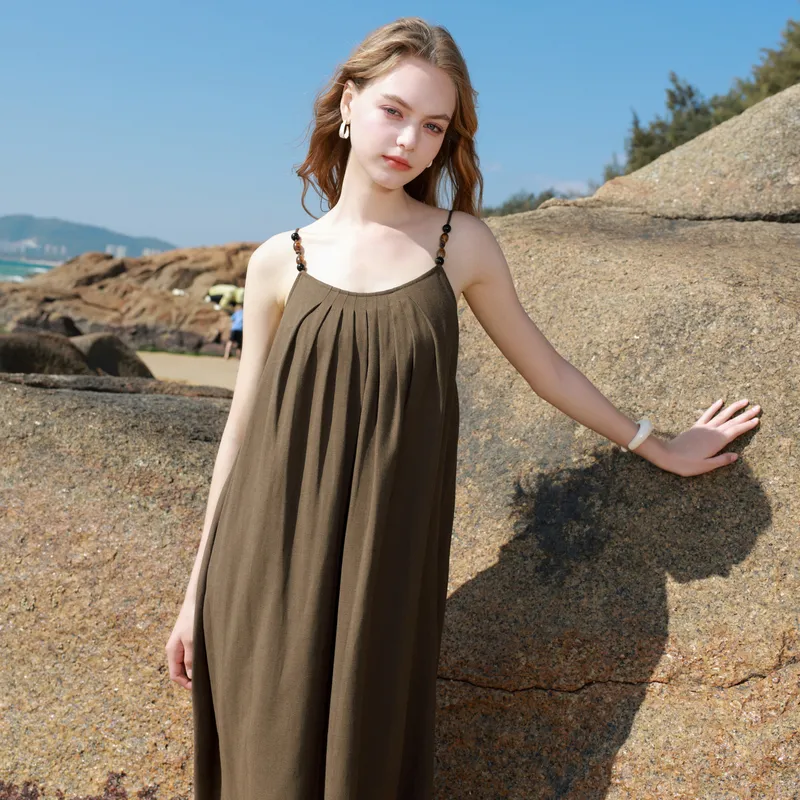 3COLOUR Slip Dress Women's Hazelnut Brown-4