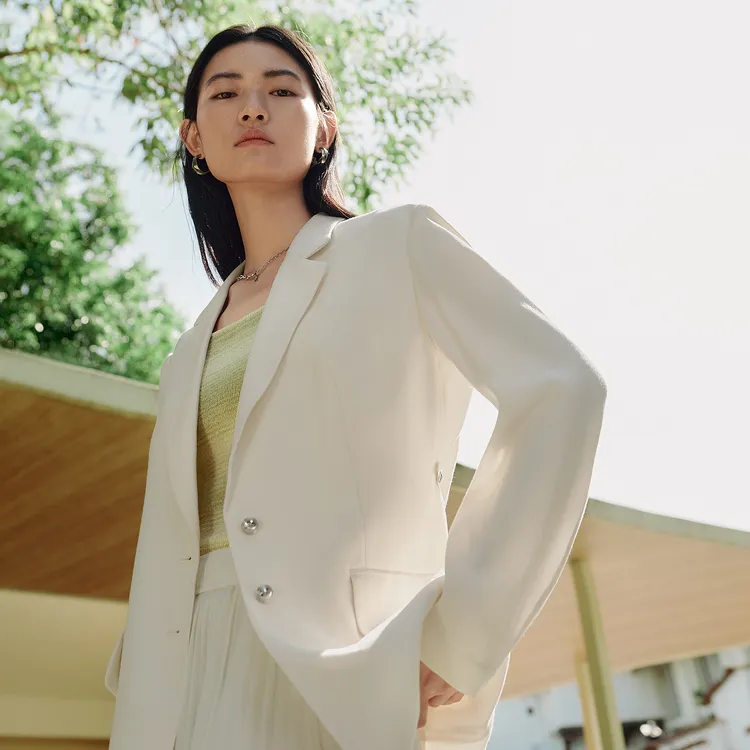 PEACEBIRD Business Suit Women's Cream Cake Yellow-3