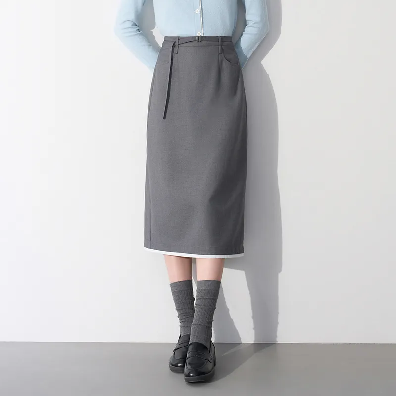 LEDIN Casual Long Skirt Women's Lunar Rock Gray-2