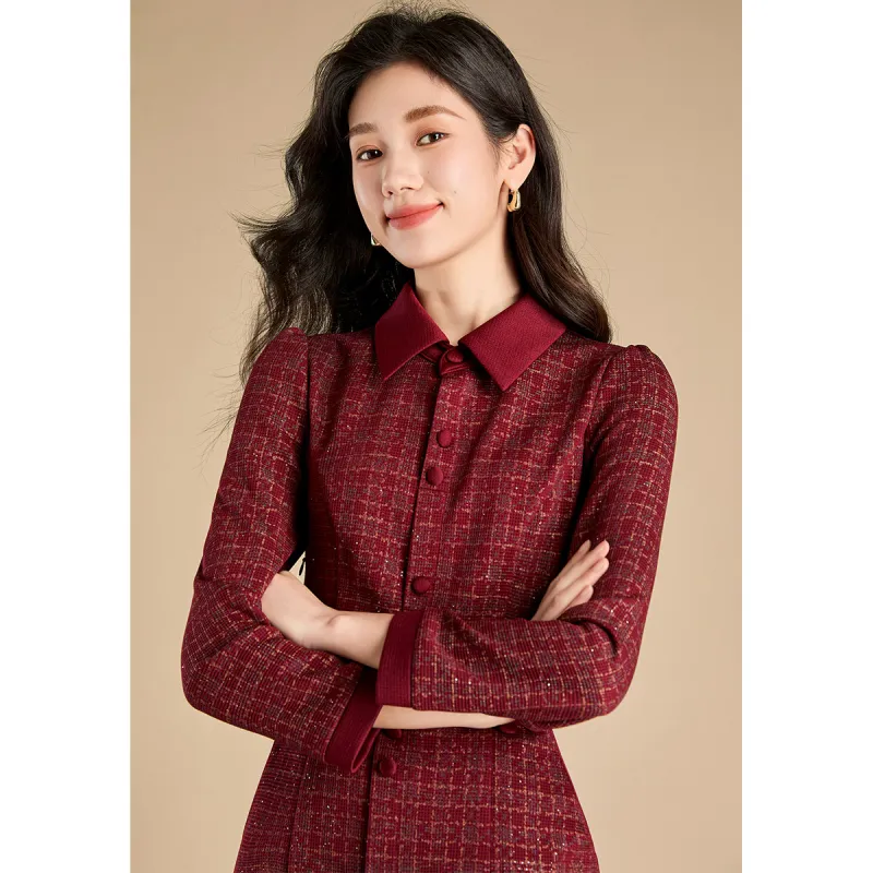 Mylan Long Sleeved Dresses Slim Fit Women's Red-8