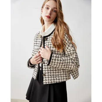 Like The Age Of Water Spring Velvet feel Coat Slim Fit Women's Plaid