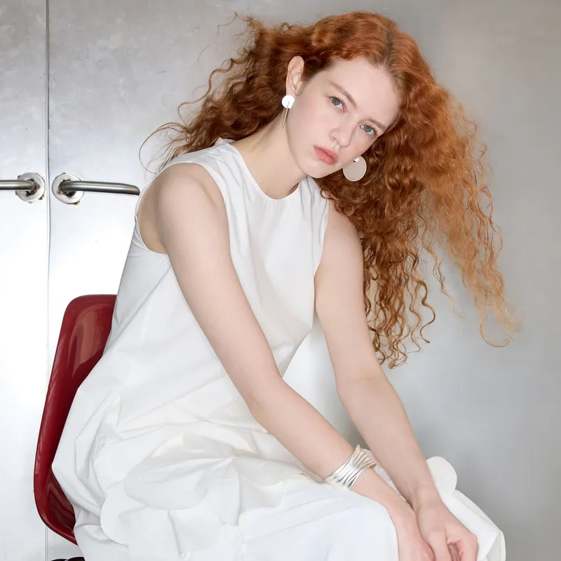 3COLOUR Sleeveless Dress Women's Cloud White-5