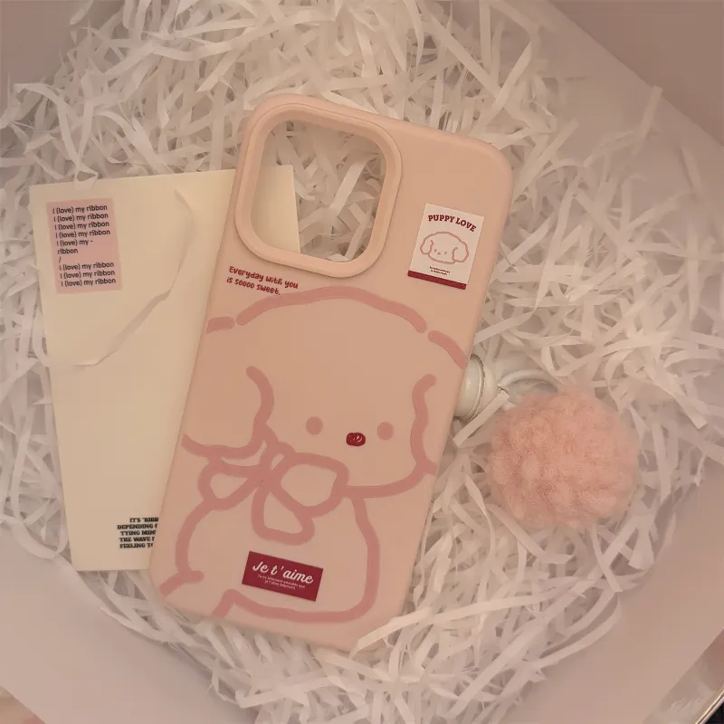 Cuttlefish Grid TPU Material Ins Pink Maltese Puppy Niche Phone Case Compatible With Apple 16/15/14/13/12/11-6