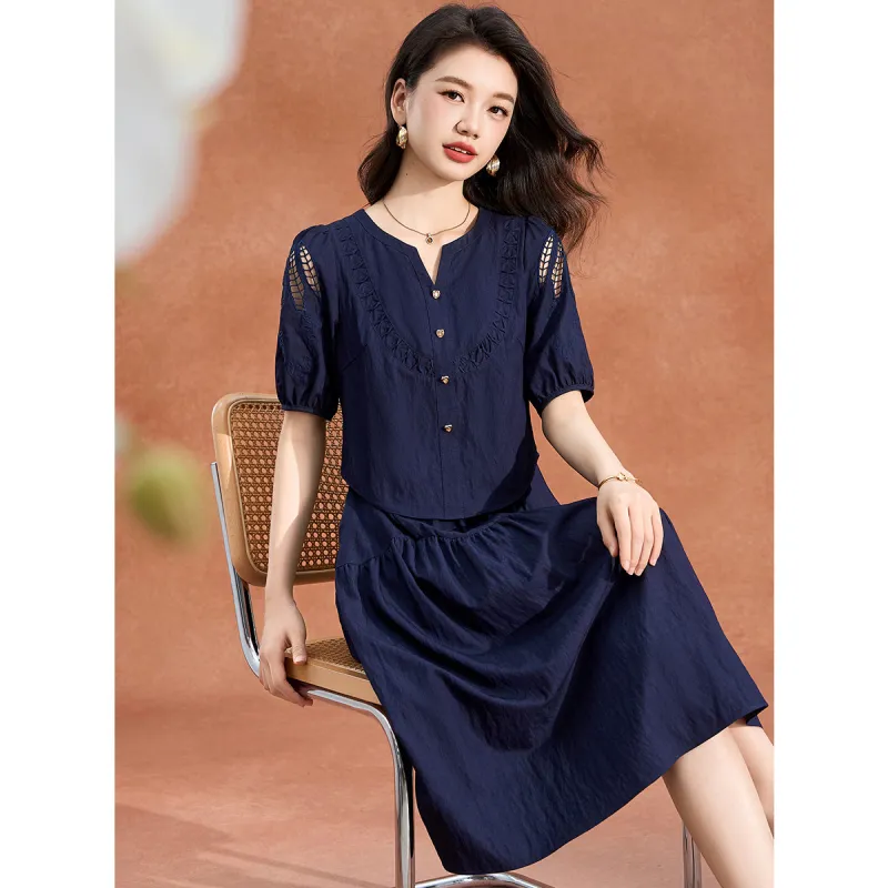 Mylan Short Sleeved Dress Cinched Waist Women's-7