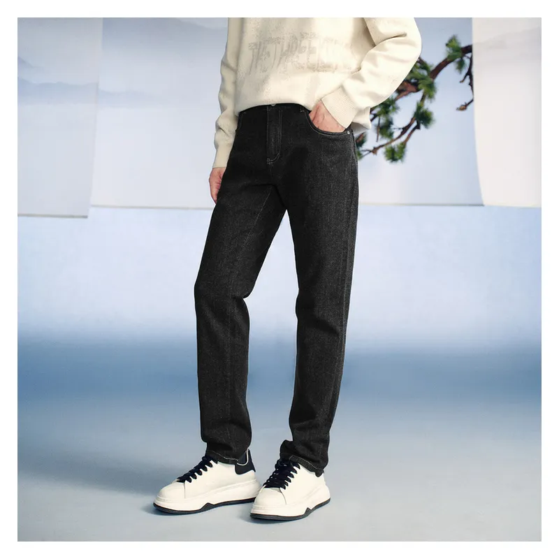 HLA Jeans Men Black Denim Solid Color 6C-2