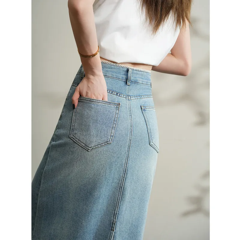 TERRE BLEUE Denim Long Skirt Women's-5