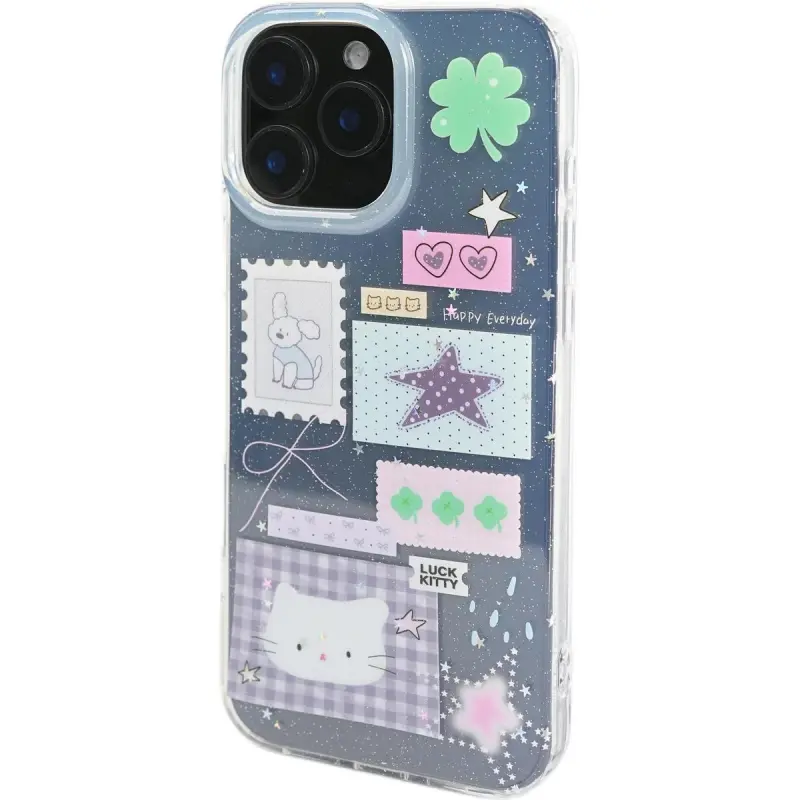 Sopi Acrylic Material Four Leaf Clover Stamp Puppy Phone Cases Compatible With IPhone 16/15 Pro Max/Apple 13/14 Pro/Max-10