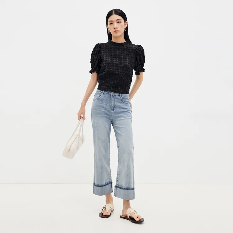 SHUIYUNJIAN Puff Sleeve T Shirt Women's-4