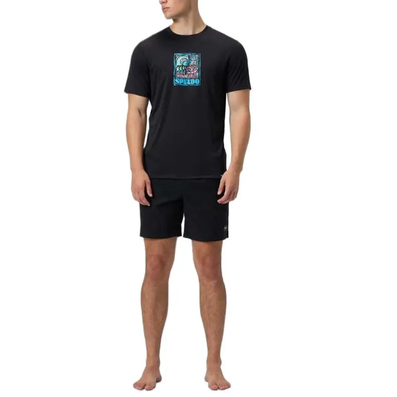 Speedo Short Sleeve Swim Shirt Black Men's Swimwear Men's Black-6