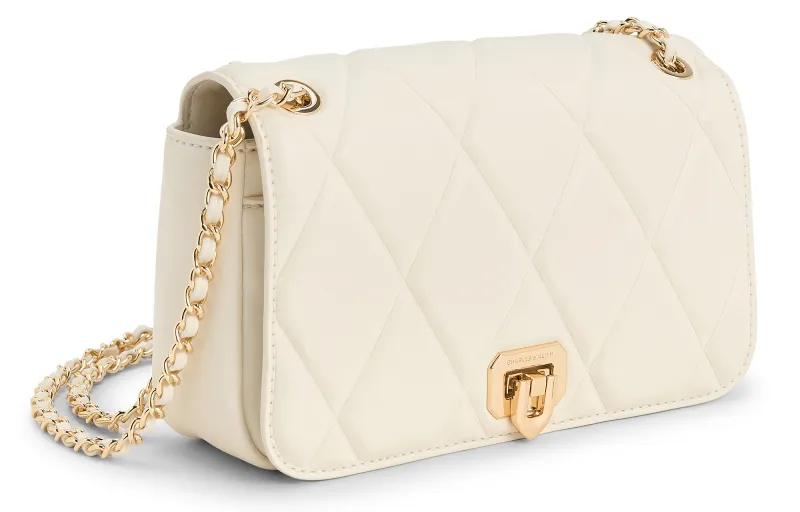 CHARLES&KEITH PU Crossbody Bags Trumpets Women's Cream Milk White/Black/Light Pink Light Pink-1
